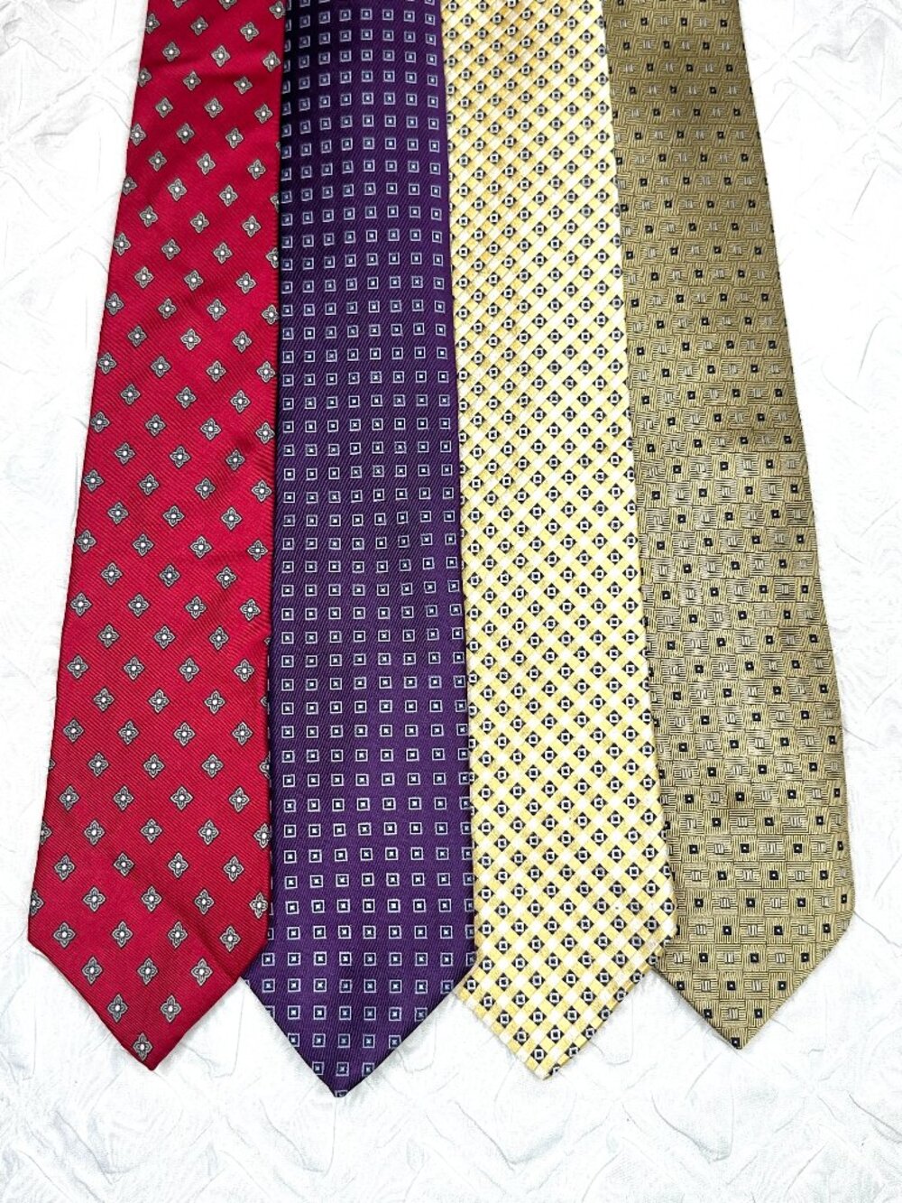 Lot of 4 Vintage 100% Silk Ties Dot Patterns Made in the USA Y2K Preppy Timeless